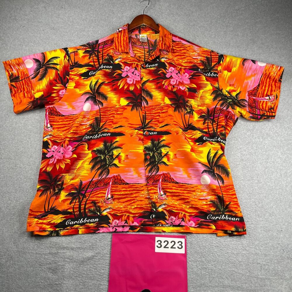 Rima Hawaiian Print Shirt Lightweight Beach Casual Button Up Short Sleeve 3XL